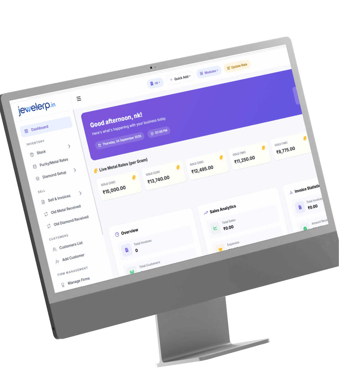 JewelERP Dashboard